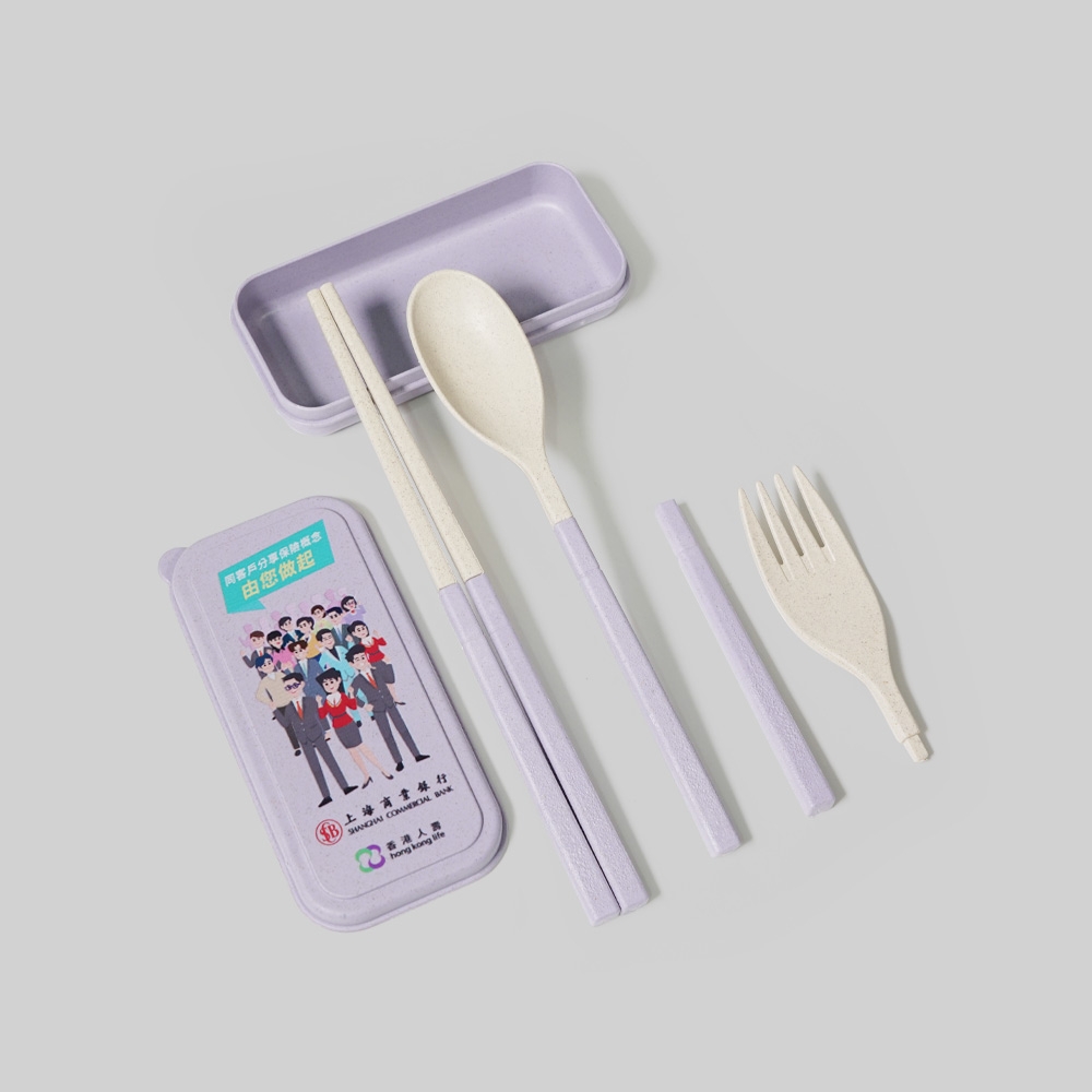 可摺疊小麥纖維環保餐具套裝