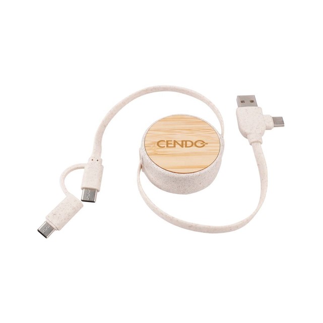 Wheat Straw Retractable 4-in-1 Charging Usb Cable