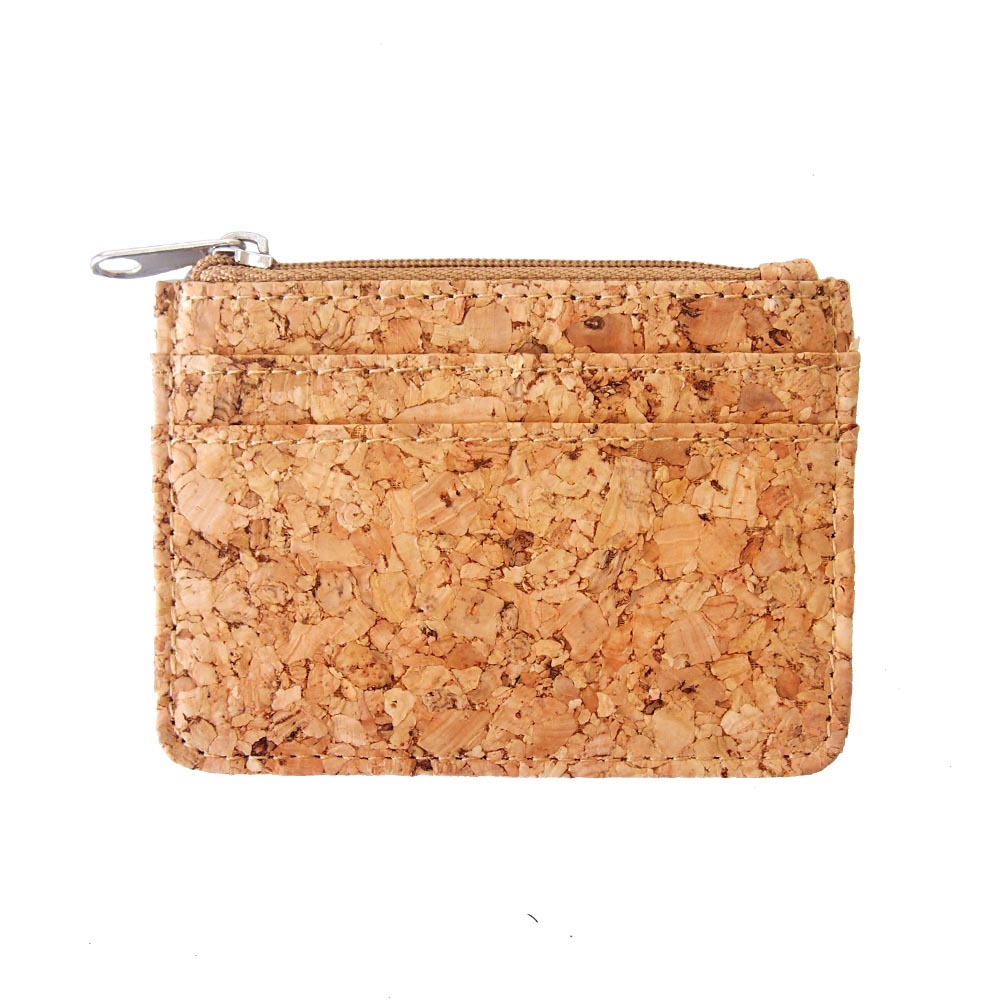 Eco-friendly Cork Card Holders with a Zipper